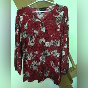 Liz Claiborne Xl Red Flower Top - image 1